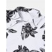 Mens Monochrome Floral Print Button Up Short Sleeve Shirts