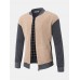 Men Patchwork Contrast Color Block Side Pocket Long Sleeve Jackets