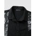 Mens Monochrome Paisley Scarf Print Stitching Cotton Short Sleeve Shirts