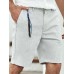 Men Plain Color Zip Button Mid Length Casual Pants with Side Pocket