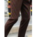 Men Solid Color Pleated Button Side Pockets Ankle Length Business Pants